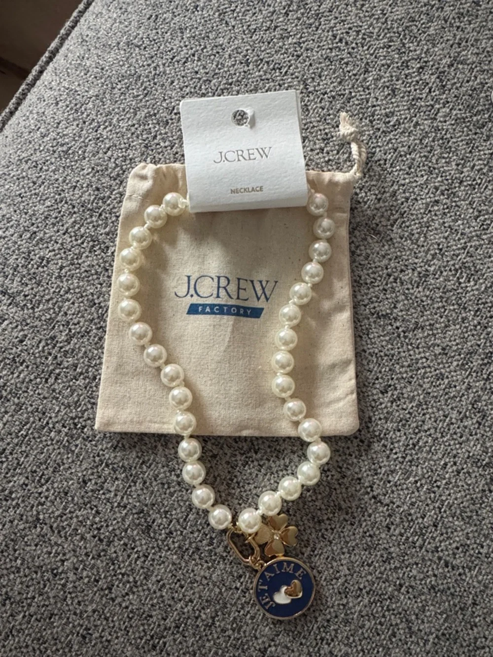 NWT J. Crew Factory “Je t'aime” pearl pendant necklace - Picture 2 of 6